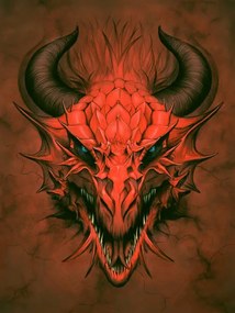 Ilustratie Red dragon in stone background, Refluo