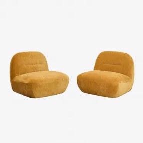 Set Van 2 Draaibare Fauteuils In Chenille Sernin Chenille Mosterdgeel - Sklum