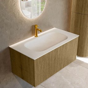 Mondiaz Kurve 90cm badmeubel dusk met 1 lade en wastafel big small midden 1 kraangat
