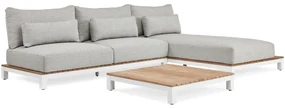 SUNS Evora chaise longue loungeset 3 delig soft grey mixed weave/matt white