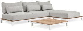 SUNS Evora chaise longue loungeset 3 delig soft grey mixed weave/matt white