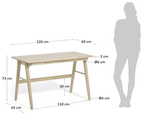 Kave Home Curie Modern Bureau Van Licht Hout - 120 X 60cm.