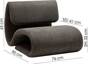 Dan-Form Dubna Design Lounge Stoel Boucle Pebble Grey