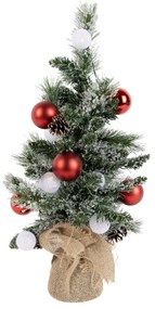 Kerst kerstboom wit met rood 60cm incl. LED met timer - Jack