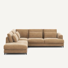 Omvormbare hoekbank links, stonewashed fluweel, Marsile