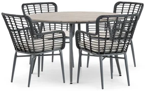 Tuinset Ronde Tuintafel 4 personen 125 cm Aluminium/Wicker Zwart  De Laan Projects