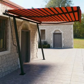 vidaXL Luifel handmatig uittrekbaar met palen 4,5x3 m oranje en bruin