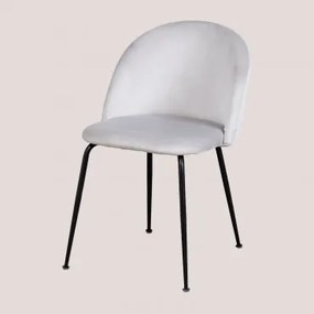 Kana Design Eetkamerstoel In Fluweel Perłowoszary & Zwart - Sklum