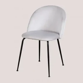 Kana Design Eetkamerstoel In Fluweel Perłowoszary & Zwart - Sklum