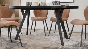 Mazzoni EXPANSO Zwart mat / zwarte poten - OVALE UITSCHUIFTAFEL 160-360 cm VOOR 16-18 PERSONEN