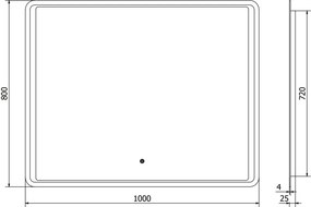 Mexen Zusa verlichte badkamerspiegel 100 x 80 cm, LED 6000K, anti-condens - 9808-100-080-611-00
