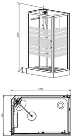 Mueller Aliki complete douchecabine 120x90x218cm kitvrij links