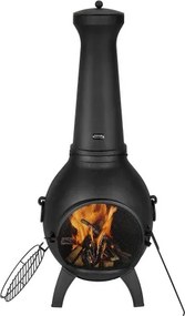 VEVOR Terrasverwarmer, 43x42x112cm Houtkachel, Bolvormige tuinhaard voor grillen en verwarmen, Azteekse oven met grillrooster, schoorsteenmantel en schoorsteenkap, voor terras, tuin, achtertuin