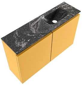 Mondiaz Ture DLux toiletmeubel 80cm ocher met wastafel lava rechts met kraangat
