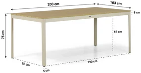 Dining Tuintafel rechthoekig 200 x 103 cm Aluminium Taupe Santika Mind