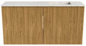 Mondiaz Joya DLux 80cm toiletmeubel oak met wastafel faye rechts zonder kraangat ostra