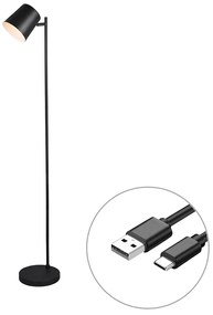 Vloerlamp zwart oplaadbaar incl. LED 4-staps dimbaar - Mateo Modern Binnenverlichting Lamp