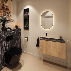 Mondiaz Ture DLux toiletmeubel 80cm washed oak met wastafel lava links zonder kraangat