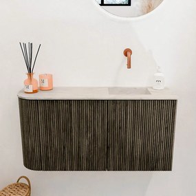 Mondiaz Joya DLux 80cm toiletmeubel ronding links shadow met wastafel faye rechts zonder kraangat ostra