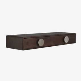 Wandgarderobe 100x30 Cm Van Mangohout En Roestvrij Staal Melisand Donker Handvat Hout - Sklum