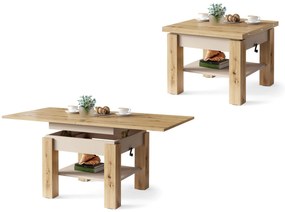 CLEO ARTISAN EIK / BEIGE, UITSCHUIFBARE SALONTAFEL