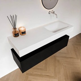 Zaro Alan badmeubel 130cm urban 1 lade met vrijhangende wastafel cloud rechts zonder kraangat talc