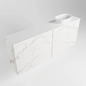 Mondiaz Fowy toiletmeubel 120cm Carrara met witte waskom rechts en kraangat