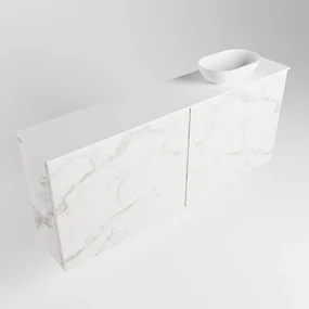 Mondiaz Fowy toiletmeubel 120cm Carrara met witte waskom rechts en kraangat