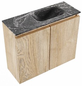 Mondiaz Ture DLux toiletmeubel 60cm washed oak met wastafel lava rechts met kraangat