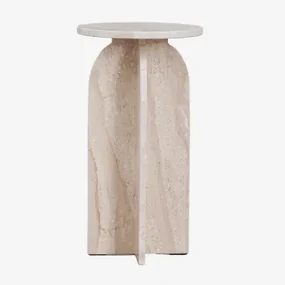 Ronde Bijzettafel Ø30 Cm In Graham Marmer Crème Beige Marmer - Sklum