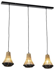 Eettafel / Eetkamer Landelijke hanglamp zwart met touw 19 cm 3-lichts - Jenthe Landelijk E27 Binnenverlichting Lamp