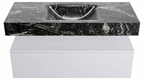 Mondiaz Alan DLux badmeubel 110cm cale 1 lade met wastafel lava midden 1 kraangat