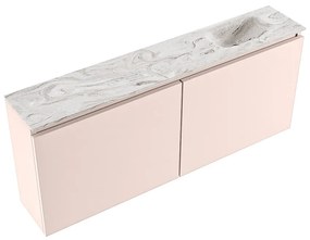 Mondiaz Ture DLux toiletmeubel 120cm rosee met wastafel glace rechts met kraangat