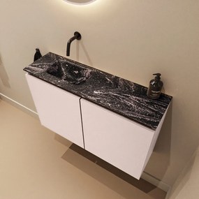 Mondiaz Ture DLux toiletmeubel 80cm rosee met wastafel lava links zonder kraangat