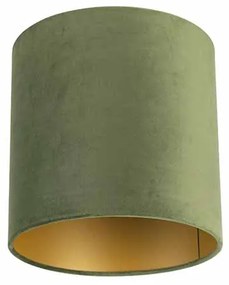 Stoffen Velours lampenkap groen 25/25/25 met gouden binnenkant cilinder / rond