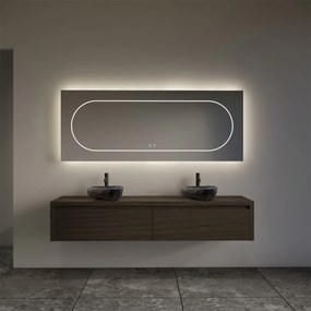 Gliss Design Ares badmeubel 180cm 2 lades charcoal met rivierstenen waskommen