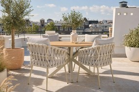 Tuinset Ronde Tuintafel 4 personen 125 cm Rope Zand/Beige  Coco Oliva/Ancona