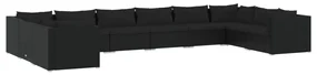 vidaXL 10-delige Loungeset met kussens poly rattan zwart