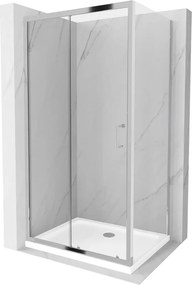 Mexen Apia schuifbare douchecabine 120 x 90 cm, transparant, chroom + Flat douchebak - 840-120-090-01-00-4010