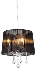 Stoffen Kroonluchter chroom met zwarte kap 3-lichts - Ann-Kathrin Klassiek / Antiek, Landelijk / Rustiek, Modern E14 rond Binnenverlichting Lamp