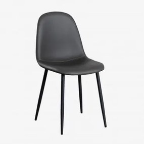 Set Van 4 Eetkamerstoelen In Imitatieleer Glamm Grijs – Antraciet & Zwart - Sklum