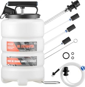 VEVOR vloeistofafzuiger, 9,5 liter inhoud, handmatige oliepomp met slang en verlengslangen, olietransportsysteem met HDPE-tank, pomp voor auto's, grasmaaiers en boten.