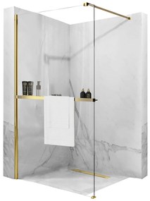Rea Aero Gold N 90 Walk In douchewand met plank en Evo hanger