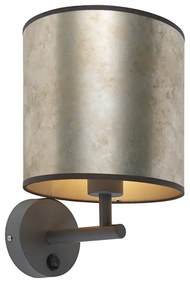 Vintage wandlamp antraciet met zinken kap - Matt Modern E27 rond Binnenverlichting Lamp