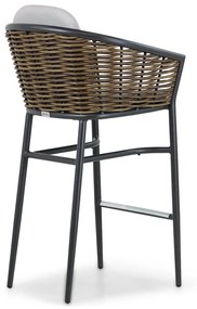 Barstoel Aluminium/wicker Taupe-naturel-bruin Coco Palm