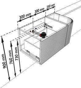 Mondiaz Kurve-dlux 85cm badmeubel ronding rechts oak met 1 lade en deur en wastafel cloud links zonder kraangat lava