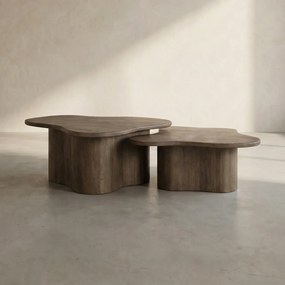 Scandinavische Salontafel Set Mangohout Bruin - 75 X 75cm.