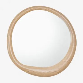 Ronde Wandspiegel Ø100 Cm In Mdf Zunire Natuurlijk Hout - Sklum