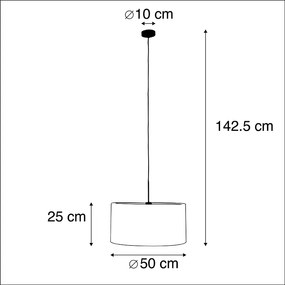 Stoffen Eettafel / Eetkamer Romantische hanglamp zwart met bloemen kap 50 cm - Combi 1 Modern E27 rond Binnenverlichting Lamp