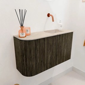 Mondiaz Joya DLux 70cm toiletmeubel ronding links shadow met wastafel faye rechts zonder kraangat frappe